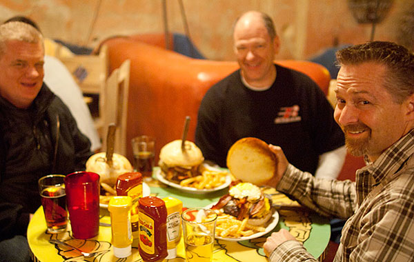 Diners enjoy their meal.